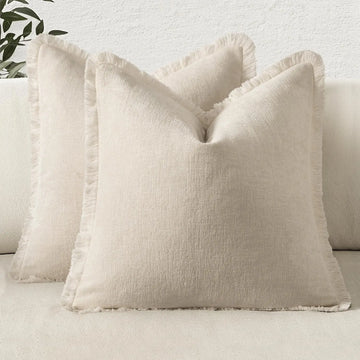 Sage Green Throw Pillow Covers Soft Cozy Boho Farmhouse Couch Pillow Covers with Tassels Chenille Accent Pillowcase for Sofa Bed