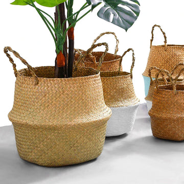 Seagrass Storage Basket Flower Baskets Storage Basket Cesta Mimbre Basket Dirty Clothes Basket Rattan Hanging Woven Flower Pot